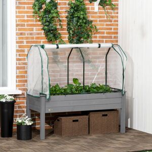 OUTSUNNY Raised Garden Bed w/ PE Cover, Use for Patio, Garden, Dark Grey Dark Grey OUTSUNNY Raised Garden Bed w/ PE Cover, Use for Patio, Garden, Dark Grey Dark Grey
