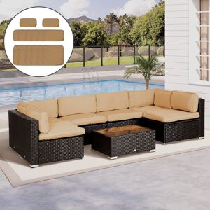 OUTSUNNY Garden Rattan Sofa Set Cushion Polyester Cover Replacement No Cushion in Beige Beige OUTSUNNY Garden Rattan Sofa Set Cushion Polyester Cover Replacement No Cushion in Beige Beige