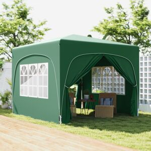OUTSUNNY 3 x 3(m) UPF50+ Pop Up Gazebo with Sides & Carry Bag, Dark Green Dark Green OUTSUNNY 3 x 3(m) UPF50+ Pop Up Gazebo with Sides & Carry Bag, Dark Green Dark Green