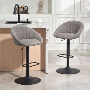 HOMCOM Bar Stools Set of 2 Swivel Height Adjustable Barstools with Backrest in Grey Grey HOMCOM Bar Stools Set of 2 Swivel Height Adjustable Barstools with Backrest in Grey Grey