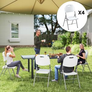 OUTSUNNY 4PCS Folding Chair with Steel Frame, Garden Chair Set, White Size: 4 Pack White 4 Pack OUTSUNNY 4PCS Folding Chair with Steel Frame, Garden Chair Set, White Size: 4 Pack White 4 Pack