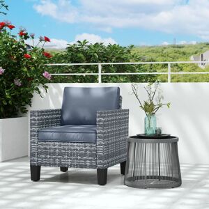 OUTSUNNY Single Rattan Chair, Garden Armchair with Cushions, Light Grey Light Grey OUTSUNNY Single Rattan Chair, Garden Armchair with Cushions, Light Grey Light Grey