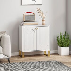 HOMCOM Sideboard with Adjustable Shelves & 2 Doors for Living Room, White White HOMCOM Sideboard with Adjustable Shelves & 2 Doors for Living Room, White White