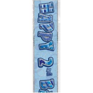 Unique Party Foil Glitz 2nd Birthday Banner in Blue Blue Unique Party Foil Glitz 2nd Birthday Banner in Blue Blue