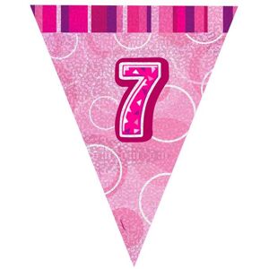 Unique Party 7th Birthday Flag Banner in Pink Pink Unique Party 7th Birthday Flag Banner in Pink Pink