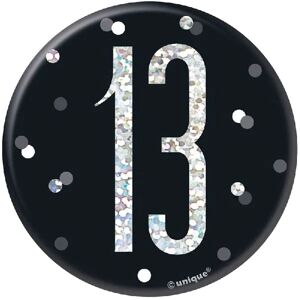 Unique Party Prismatic 13th Birthday Badge in Black Black Unique Party Prismatic 13th Birthday Badge in Black Black