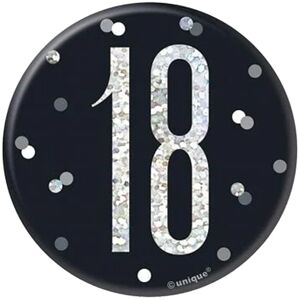 Unique Party Prismatic 18th Badge in Black Black Unique Party Prismatic 18th Badge in Black Black