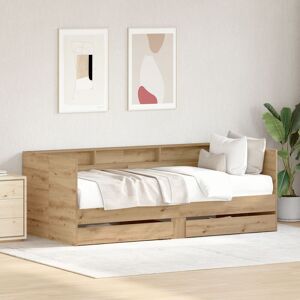Berkfield Home Daybed with Drawers Artisan oak Engineered wood 90 x 190 cm in Beige Beige 90 x 190 cm Berkfield Home Daybed with Drawers Artisan oak Engineered wood 90 x 190 cm in Beige Beige 90 x 190 cm