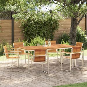 Berkfield Home 7 Piece Garden Dining Set Solid Wood Acacia in Brown Brown Berkfield Home 7 Piece Garden Dining Set Solid Wood Acacia in Brown Brown
