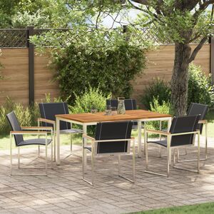 Berkfield Home 7 Piece Garden Dining Set Solid Wood Acacia in Brown Brown Berkfield Home 7 Piece Garden Dining Set Solid Wood Acacia in Brown Brown
