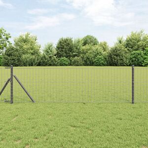 Berkfield Home Euro Fence with 7 Posts 0.8x10 m Galvanised Steel Grey in Silver Silver Berkfield Home Euro Fence with 7 Posts 0.8x10 m Galvanised Steel Grey in Silver Silver
