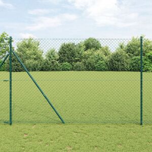 Berkfield Home Chain Link Fence with 7 Posts 1.6x10 m Galvanised Steel Green Green Berkfield Home Chain Link Fence with 7 Posts 1.6x10 m Galvanised Steel Green Green