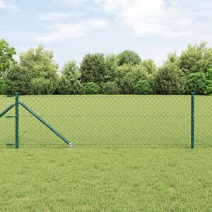 Berkfield Home Chain Link Fence with 13 Spike Posts 0.4x25 m Galvanised Steel in Green Green Berkfield Home Chain Link Fence with 13 Spike Posts 0.4x25 m Galvanised Steel in Green Green