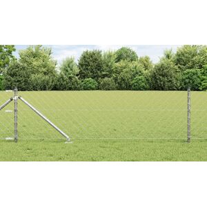 Berkfield Home Chain Link Fence with 13 Spike Posts 0, 8x25 m Galvanised Steel in Silver Silver Berkfield Home Chain Link Fence with 13 Spike Posts 0, 8x25 m Galvanised Steel in Silver Silver