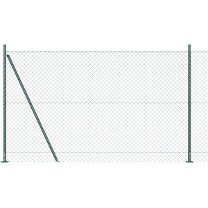 Berkfield Home Chain Link Fence with 7 Flanged Posts 1.6x10 m Galvanised Steel in Green Green Berkfield Home Chain Link Fence with 7 Flanged Posts 1.6x10 m Galvanised Steel in Green Green