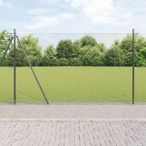 Berkfield Home Chain Link Fence with 7 Flanged Posts 1.6x10 m Galvanised Steel in Grey Grey Berkfield Home Chain Link Fence with 7 Flanged Posts 1.6x10 m Galvanised Steel in Grey Grey