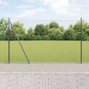 Berkfield Home Chain Link Fence with 7 Flanged Posts 1.6x10 m Galvanised Steel in Grey Grey Berkfield Home Chain Link Fence with 7 Flanged Posts 1.6x10 m Galvanised Steel in Grey Grey