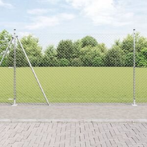 Berkfield Home Chain Link Fence with 7 Flanged Posts 1.6x10 m Galvanised Steel in Silver Silver Berkfield Home Chain Link Fence with 7 Flanged Posts 1.6x10 m Galvanised Steel in Silver Silver