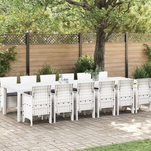 Berkfield Home 13 Piece Garden Dining Set with Cushions White Poly Rattan Multicolor Berkfield Home 13 Piece Garden Dining Set with Cushions White Poly Rattan Multicolor