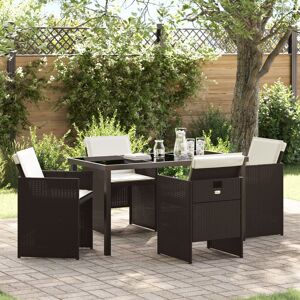 Berkfield Home 5 Piece Garden Dining Set with Cushions Brown Poly Rattan Brown Berkfield Home 5 Piece Garden Dining Set with Cushions Brown Poly Rattan Brown