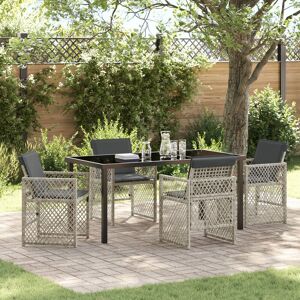 Berkfield Home 5 Piece Garden Dining Set with Cushions Light Grey Poly Rattan Multicolor Berkfield Home 5 Piece Garden Dining Set with Cushions Light Grey Poly Rattan Multicolor