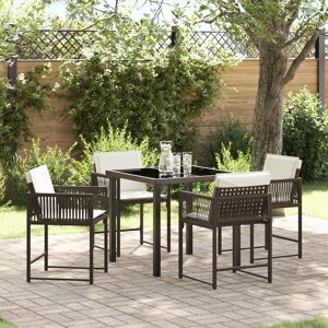 Berkfield Home 5 Piece Garden Dining Set with Cushions Brown Poly Rattan Brown Berkfield Home 5 Piece Garden Dining Set with Cushions Brown Poly Rattan Brown