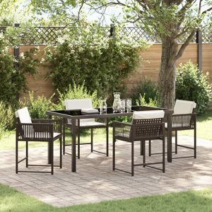 Berkfield Home 5 Piece Garden Dining Set with Cushions Brown Poly Rattan Brown Berkfield Home 5 Piece Garden Dining Set with Cushions Brown Poly Rattan Brown
