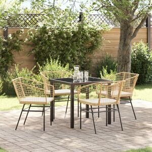 Berkfield Home 5 Piece Garden Dining Set with Cushions Brown Poly Rattan Brown Berkfield Home 5 Piece Garden Dining Set with Cushions Brown Poly Rattan Brown