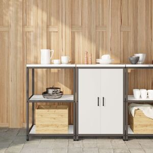 Berkfield Home Kitchen Storage Set with Shelf with Storage with Door Adjustable 2 pcs White Cold-rolled steel White Berkfield Home Kitchen Storage Set with Shelf with Storage with Door Adjustable 2 pcs White Cold-rolled steel White