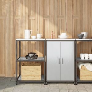 Berkfield Home Kitchen Storage Set with Shelf with Storage with Door Adjustable 2 pcs Sliver Stainless steel in Silver Silver Berkfield Home Kitchen Storage Set with Shelf with Storage with Door Adjustable 2 pcs Sliver Stainless steel in Silver Silver