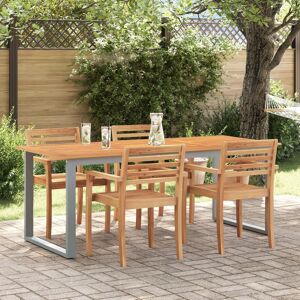 Berkfield Home Outdoor Dining Table Grey 160x80x75 cm Steel&Solid Wood Acacia Size: 160 x 80 x 75 cm Grey 160 x 80 x 75 cm Berkfield Home Outdoor Dining Table Grey 160x80x75 cm Steel&Solid Wood Acacia Size: 160 x 80 x 75 cm Grey 160 x 80 x 75 cm