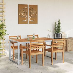 Berkfield Home Outdoor Dining Table Grey 160x80x75 cm Steel&Solid Wood Acacia Size: 160 x 80 x 75 cm Grey 160 x 80 x 75 cm Berkfield Home Outdoor Dining Table Grey 160x80x75 cm Steel&Solid Wood Acacia Size: 160 x 80 x 75 cm Grey 160 x 80 x 75 cm