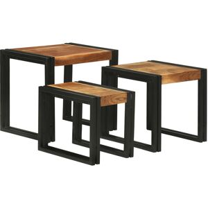 Berkfield Home Nesting Tables - 3 Solid Wood Acacia in Brown Brown Berkfield Home Nesting Tables - 3 Solid Wood Acacia in Brown Brown