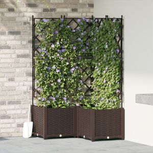 Berkfield Home Garden Planter with Trellis 3 pcs Brown 80x80x143 cm Size: 80 x 80 x 143 cm Brown 80 x 80 x 143 cm Berkfield Home Garden Planter with Trellis 3 pcs Brown 80x80x143 cm Size: 80 x 80 x 143 cm Brown 80 x 80 x 143 cm