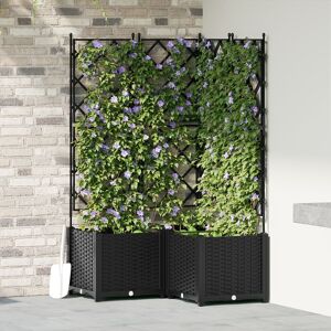 Berkfield Home Garden Planter with Trellis 3 pcs Black 80x80x143 cm Size: 80 x 80 x 143 cm Black 80 x 80 x 143 cm Berkfield Home Garden Planter with Trellis 3 pcs Black 80x80x143 cm Size: 80 x 80 x 143 cm Black 80 x 80 x 143 cm