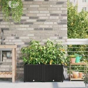 Berkfield Home Garden Planters with Water Irrigation System 2 pcs Black Black Berkfield Home Garden Planters with Water Irrigation System 2 pcs Black Black
