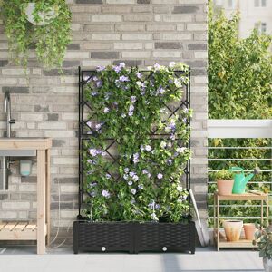 Berkfield Home Garden Planters with Water Irrigation System 2 pcs Black Black Berkfield Home Garden Planters with Water Irrigation System 2 pcs Black Black