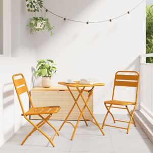 Berkfield Home 3-Piece Folding Bistro Set in Mustard Yellow Steel Mustard Berkfield Home 3-Piece Folding Bistro Set in Mustard Yellow Steel Mustard