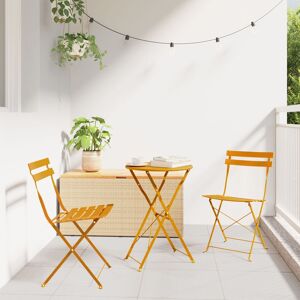 Berkfield Home 3-Piece Folding Bistro Set in Mustard Yellow Steel Mustard Berkfield Home 3-Piece Folding Bistro Set in Mustard Yellow Steel Mustard