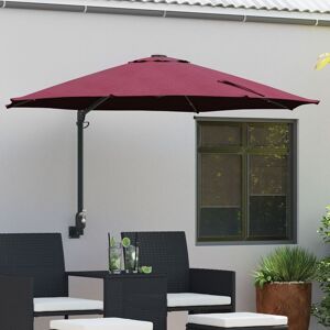 Berkfield Home Wall-mounted Garden Parasol with LEDs Bordeaux Red 248 cm Red Berkfield Home Wall-mounted Garden Parasol with LEDs Bordeaux Red 248 cm Red