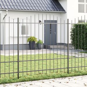 Berkfield Home Fence Panel with Spike Arch Grey Powder-Coated Steel Grey Berkfield Home Fence Panel with Spike Arch Grey Powder-Coated Steel Grey