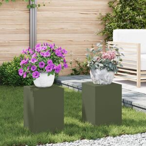 Berkfield Home Outdoor Plant Stands Pillar 2 pcs Olive Green 24x24x35 cm Steel Size: 24 x 24 x 35 cm Multicolor 24 x 24 x 35 cm Berkfield Home Outdoor Plant Stands Pillar 2 pcs Olive Green 24x24x35 cm Steel Size: 24 x 24 x 35 cm Multicolor 24 x 24 x 35 cm