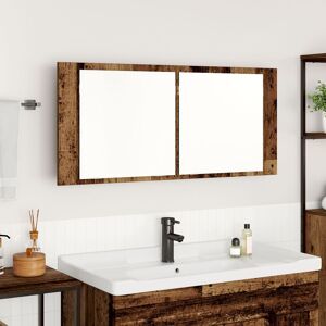 Berkfield Home LED Mirror Cabinet Old Wood 100x12x45 cm Engineered Wood in Brown Size: 100 x 12 x 45 cm Brown 100 x 12 x 45 cm Berkfield Home LED Mirror Cabinet Old Wood 100x12x45 cm Engineered Wood in Brown Size: 100 x 12 x 45 cm Brown 100 x 12 x 45 cm