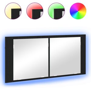 Berkfield Home LED Mirror Cabinet Black Oak 100x12x45 cm Engineered Wood Size: 100 x 12 x 45 cm Black 100 x 12 x 45 cm Berkfield Home LED Mirror Cabinet Black Oak 100x12x45 cm Engineered Wood Size: 100 x 12 x 45 cm Black 100 x 12 x 45 cm