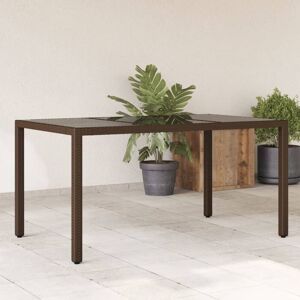 Berkfield Home Garden Table with Glass Top Brown 150x90x75 cm Poly Rattan Size: 150 x 90 x 75 cm Brown 150 x 90 x 75 cm Berkfield Home Garden Table with Glass Top Brown 150x90x75 cm Poly Rattan Size: 150 x 90 x 75 cm Brown 150 x 90 x 75 cm