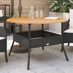 Berkfield Home Garden Table with Acacia Wood Top Black √ò110x71 cm Poly Rattan Size: 110x71 cm Black 110x71 cm Berkfield Home Garden Table with Acacia Wood Top Black √ò110x71 cm Poly Rattan Size: 110x71 cm Black 110x71 cm