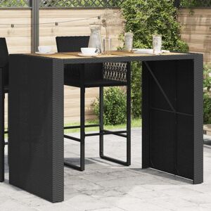 Berkfield Home Garden Bar Table with Acacia Wood Top Black 145x80x110 cm Poly Rattan Size: 145 x 80 x 110 cm Black 145 x 80 x 110 cm Berkfield Home Garden Bar Table with Acacia Wood Top Black 145x80x110 cm Poly Rattan Size: 145 x 80 x 110 cm Black 145 x 80 x 110 cm
