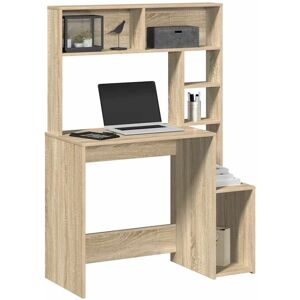 Berkfield Home Desk with Shelves Sonoma Oak 100x45x140 cm Engineered Wood in Brown Size: 100 x 45 x 140 cm Brown 100 x 45 x 140 cm Berkfield Home Desk with Shelves Sonoma Oak 100x45x140 cm Engineered Wood in Brown Size: 100 x 45 x 140 cm Brown 100 x 45 x 140 cm