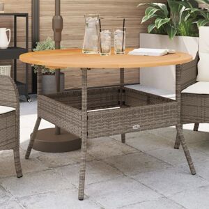 Berkfield Home Garden Table with Acacia Wood Top Grey √ò110x71 cm Poly Rattan Size: 110x71 cm Grey 110x71 cm Berkfield Home Garden Table with Acacia Wood Top Grey √ò110x71 cm Poly Rattan Size: 110x71 cm Grey 110x71 cm