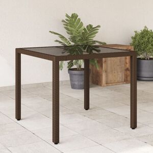 Berkfield Home Garden Table with Glass Top Brown 90x90x75 cm Poly Rattan Size: 90 x 90 x 75 cm Brown 90 x 90 x 75 cm Berkfield Home Garden Table with Glass Top Brown 90x90x75 cm Poly Rattan Size: 90 x 90 x 75 cm Brown 90 x 90 x 75 cm